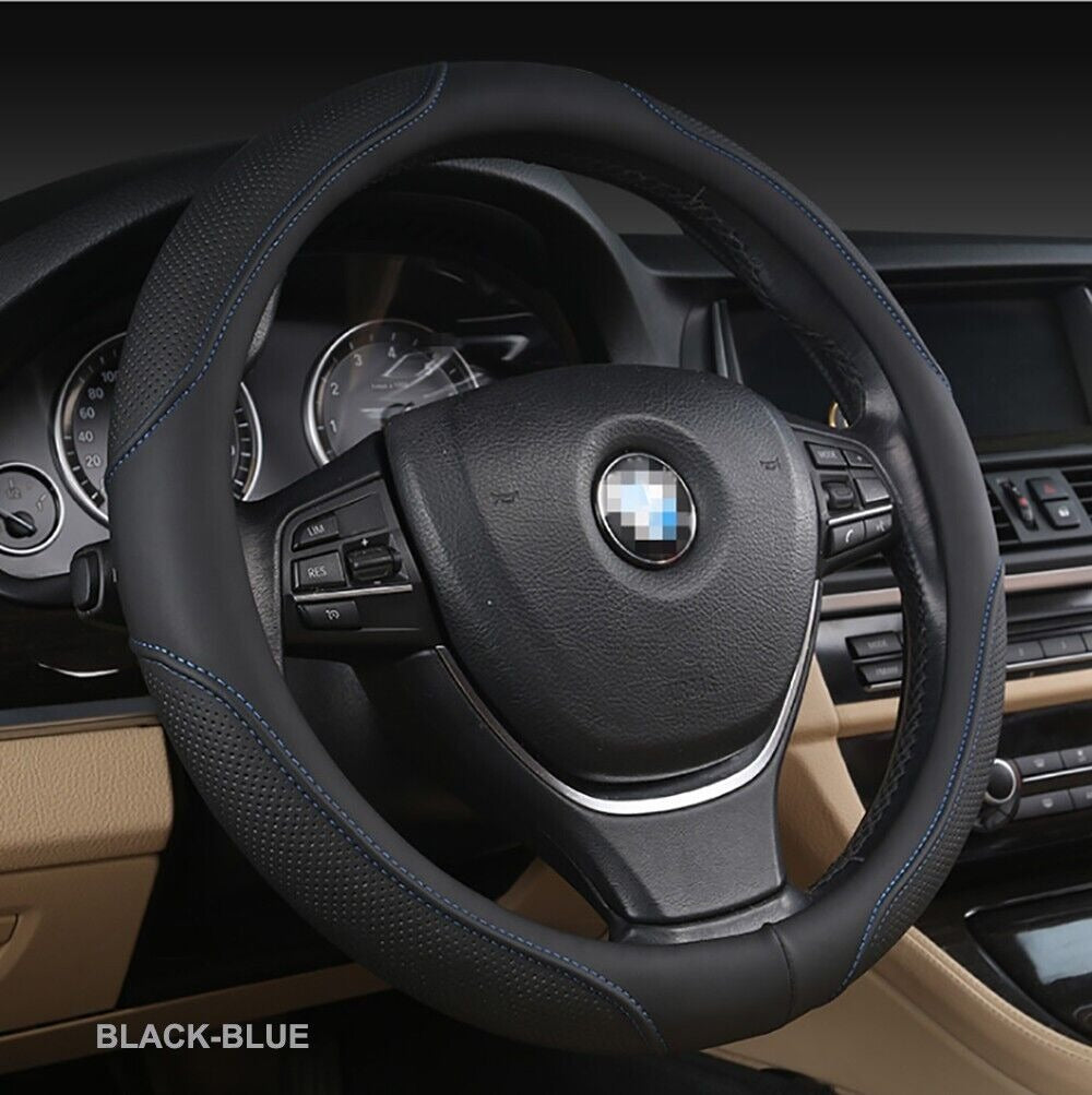 Universal Luxury Car 37-38cm Steering Wheel Cover PU Leather Non-slip Breathable (Black-red) โ image 2