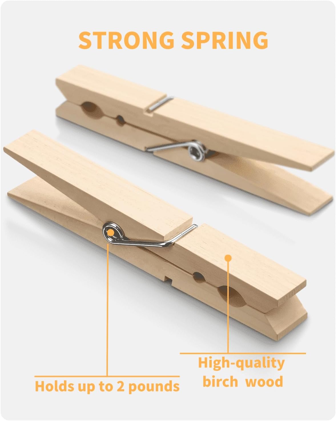 Large Clothes Pins Wooden Clothespins, 4 Inch 48 Pack Heavy Duty Outdoor Pegs, Clothing Hanging Laundry Close Pin Chip Clips Cheer Pins for Bags Photo Picture β image 3