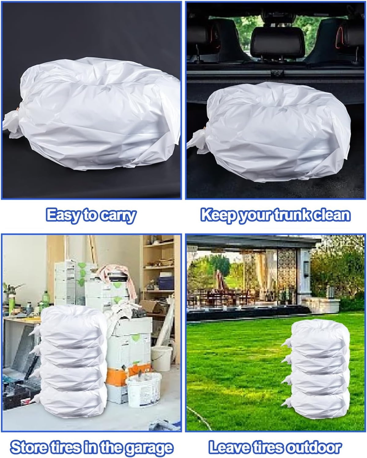 4Pcs Extra-Large Tire Covers,Tire Storage Bags,Waterproof Dustproof Wheel Protective Cover,Automotive Accessories Tear-Resistant Plastic Tire Bags Spare Tyre — image 6