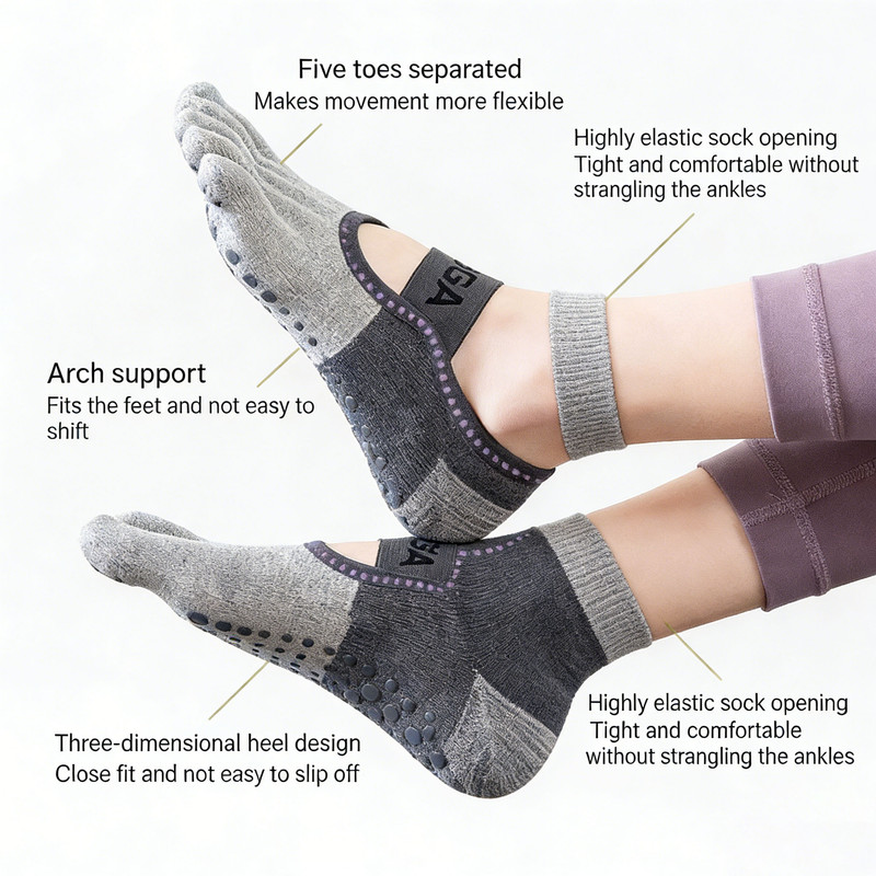 Professional five-toe yoga socks | Full-sole PVC anti-slip particles | Breathable and form-fitting | Multiple colors available | A must-have for โ image 3