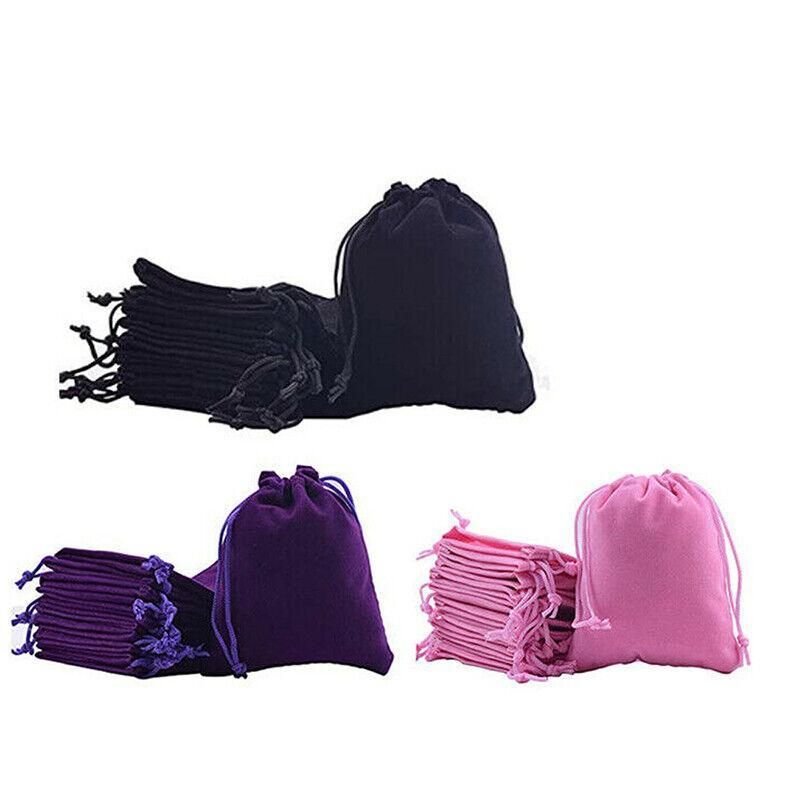50X Small Velvet Cloth Drawstring Bags Gift Bag Jewelry Ring Pouch Earring Favor 9x12 - Blue โ image 3