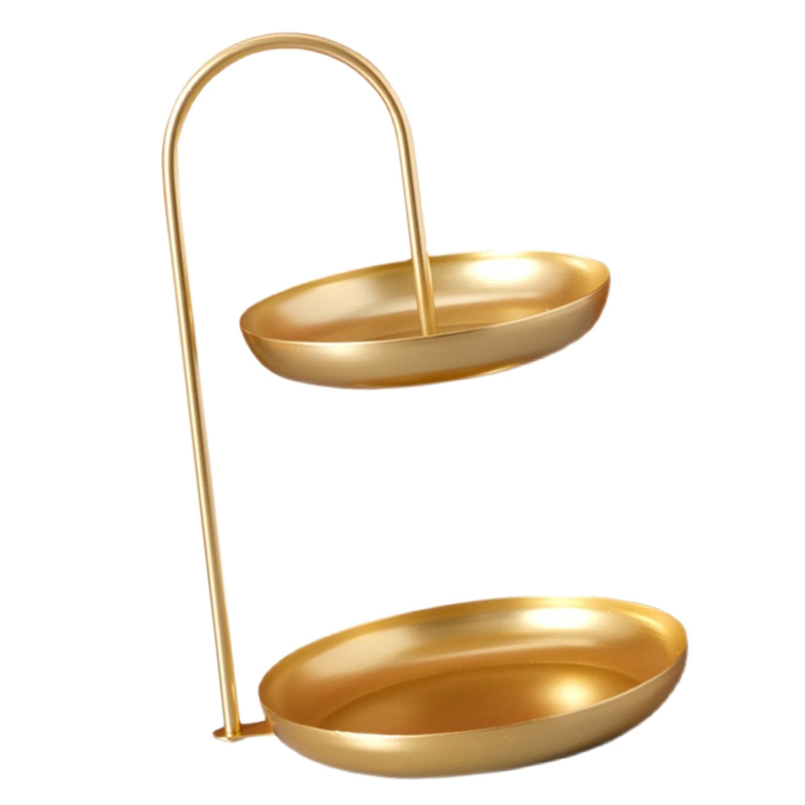2 Tier Iron Fruit Serving Tray Waterproof Multi Tier Storage Platter for Coffee Table Party Gold — image 4