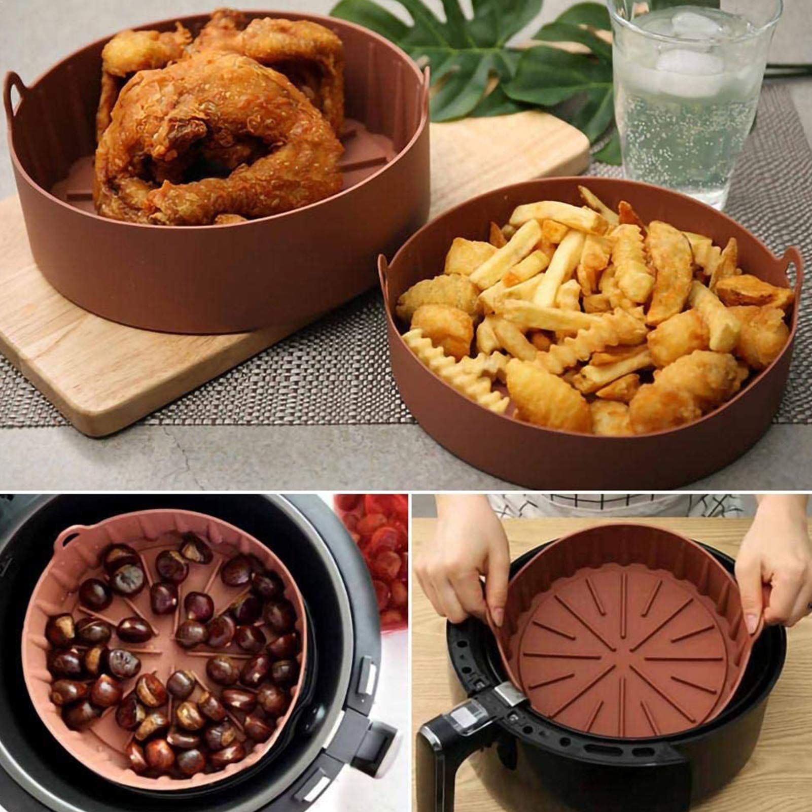 Air Fryer Basket Silicone, Silicone Pot Baking Removable Non-Stick Kitchen Grill Pan Basket, Non-Stick Chip, Dishwasher Safe โ image 3
