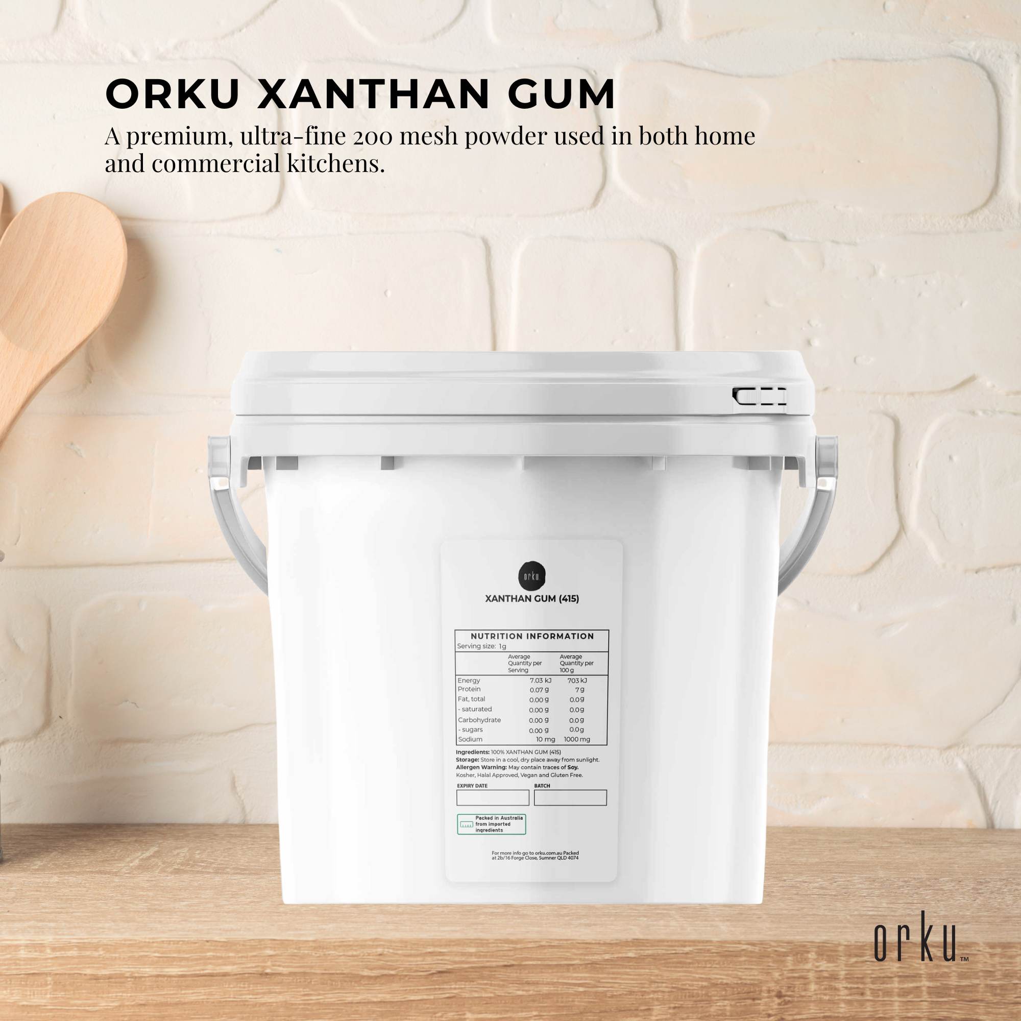 Orku 3Kg Xanthan Gum Thickener Pure Powder 200 Mesh FCC E415 Food Additive TUB โ image 2