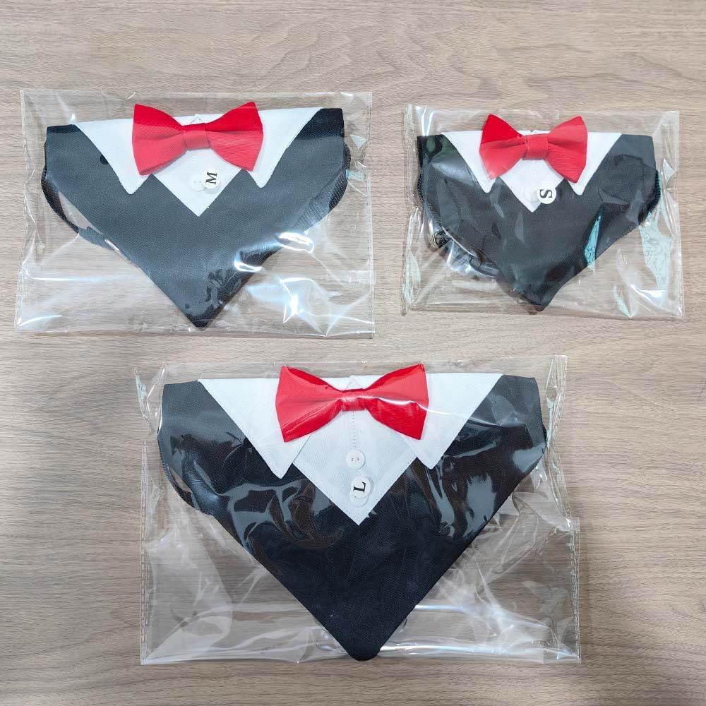 Formal Dog Tuxedo, Wedding Dog Collar with Bow Tie, Adjustable Pet Wedding Collar Bandana for Small Medium Large Dogs Large — image 3
