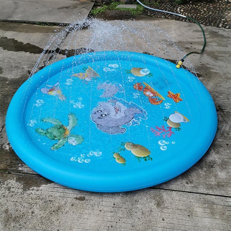 100cm Dog Splash Pad Inflatable Pet Sprinkler Mat PVC Water Play Toy for Outdoors — image 5