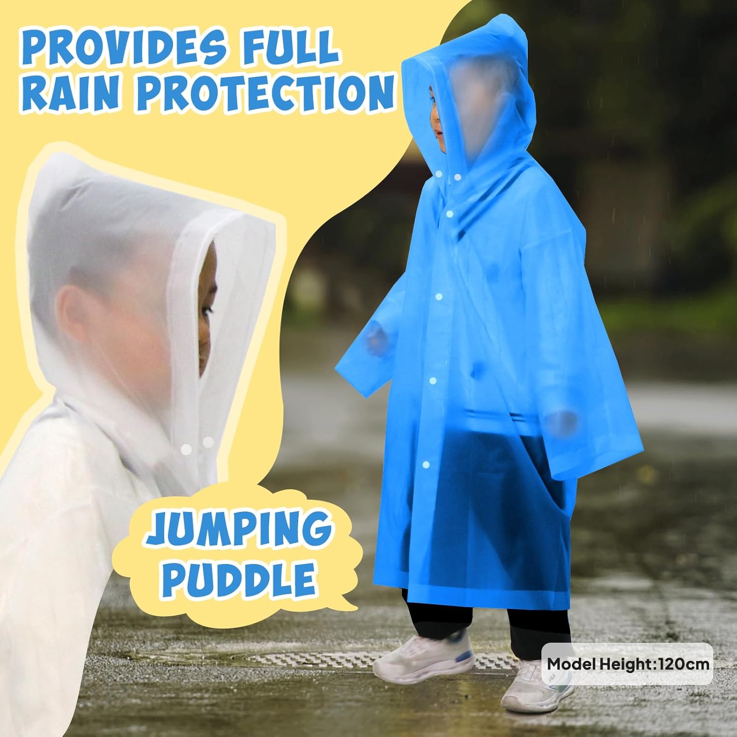 Kids Rain Poncho with Hood Lightweight Emergency Raincoat Reusable Boys and Girls Rain Jacket for Disney Travel Outdoor โ image 3