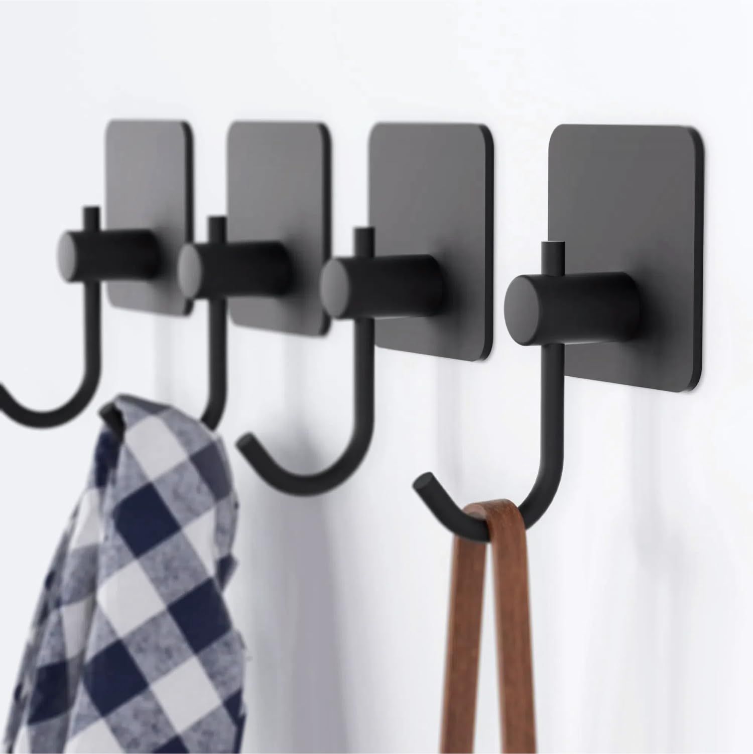 4 pcs Adhesive Hooks Heavy Duty, Adhesive Wall Hooks for Hanging, Towel Hooks for Coat/Robe/Towels Stick