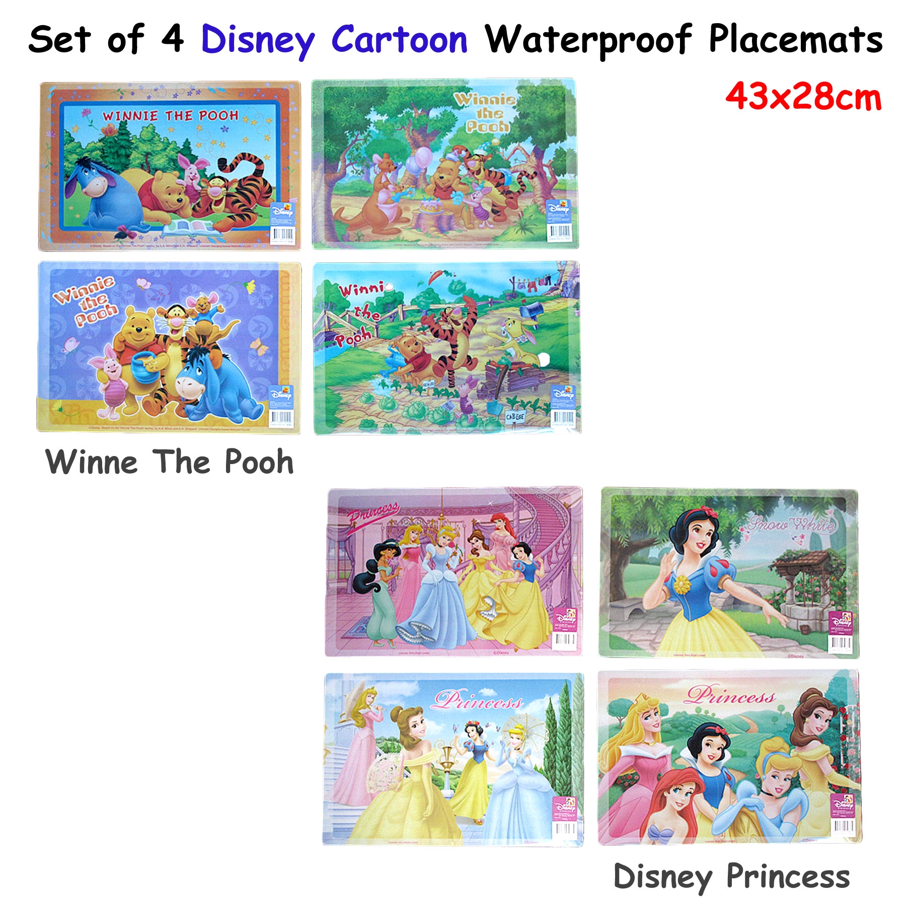 Disney Set of 4 Disney Cartoon Waterproof Placemats Princess โ image 2