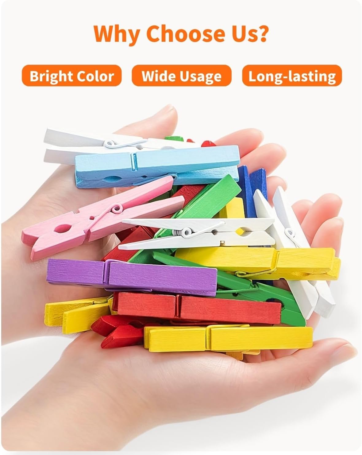 Colored Clothespins, Colorful Clothes Pins Wooden Clips Rainbow Colors 50 Pack Decorative Crafts Pegs Photos Pictures Decoration Clip Clothing Hanging โ image 3