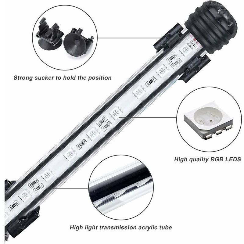 LED Aquarium, 5.8W, LED Lamp IP68 Waterproof RGB Lighting Aquarium LED, DC12V, Eclairages for Aquarium Lamp Tube Submersible for Aquarium, 48cm — image 2