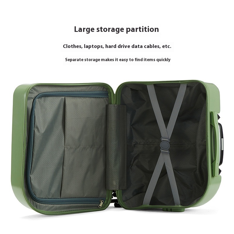 Dark Green 18-Inch Lightweight Carry-On Luggage - Waterproof & Anti-Theft Suitcase with Silent Universal Wheels โ image 2
