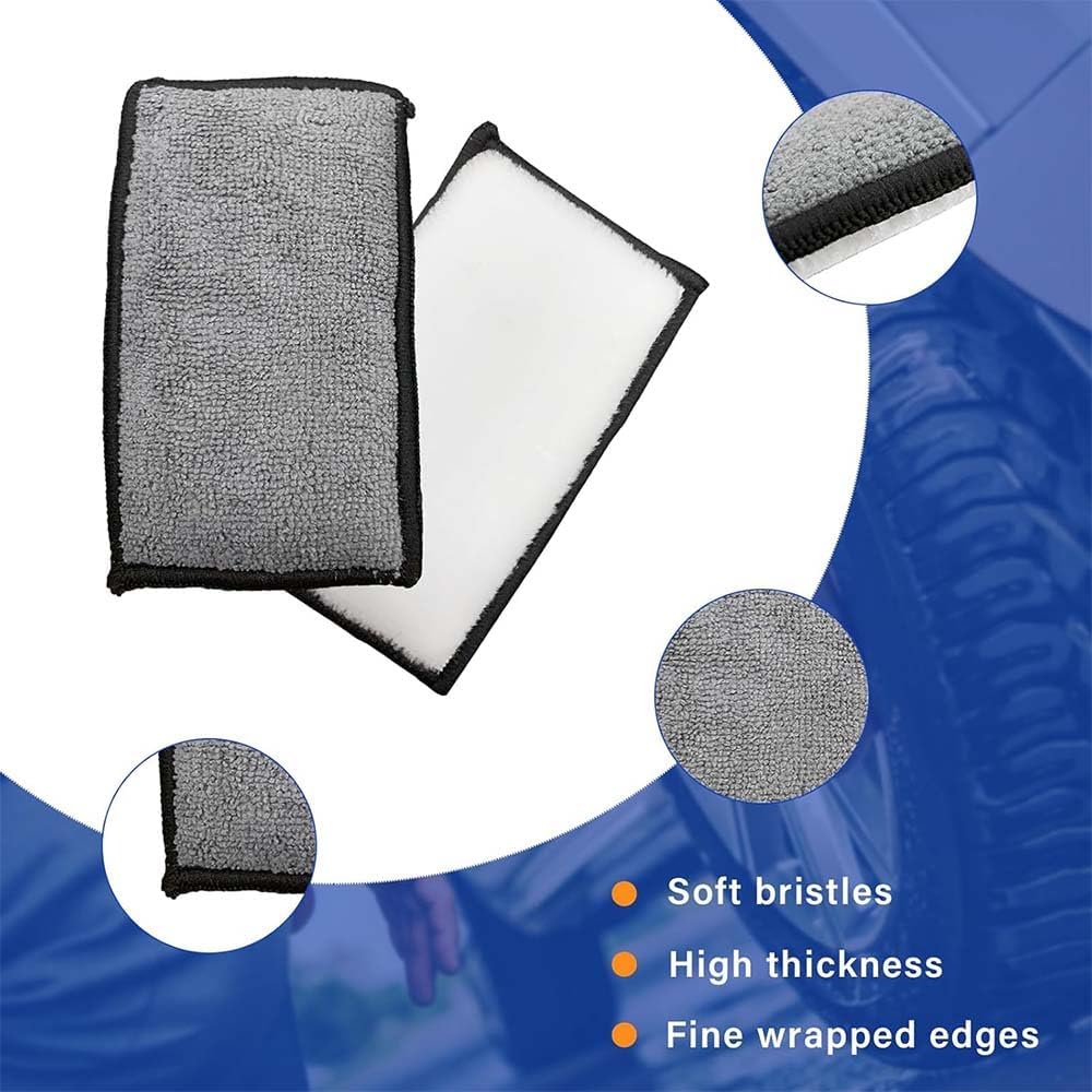 6 PCS Car Interior Cleaning Sponge, Microfiber Scrubbing Pads for Plastic Leather Upholstery, Auto Detailing Scrub Pads, Reusable Multi Surface Sponges — image 3