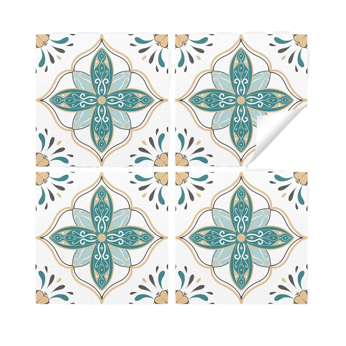 30Pcs(4"X4") Vintage Mandala Style Stair Step Decals, Flowers Ceramic Tile Wall Stickers for Kitchen Bathroom Staircase Decor