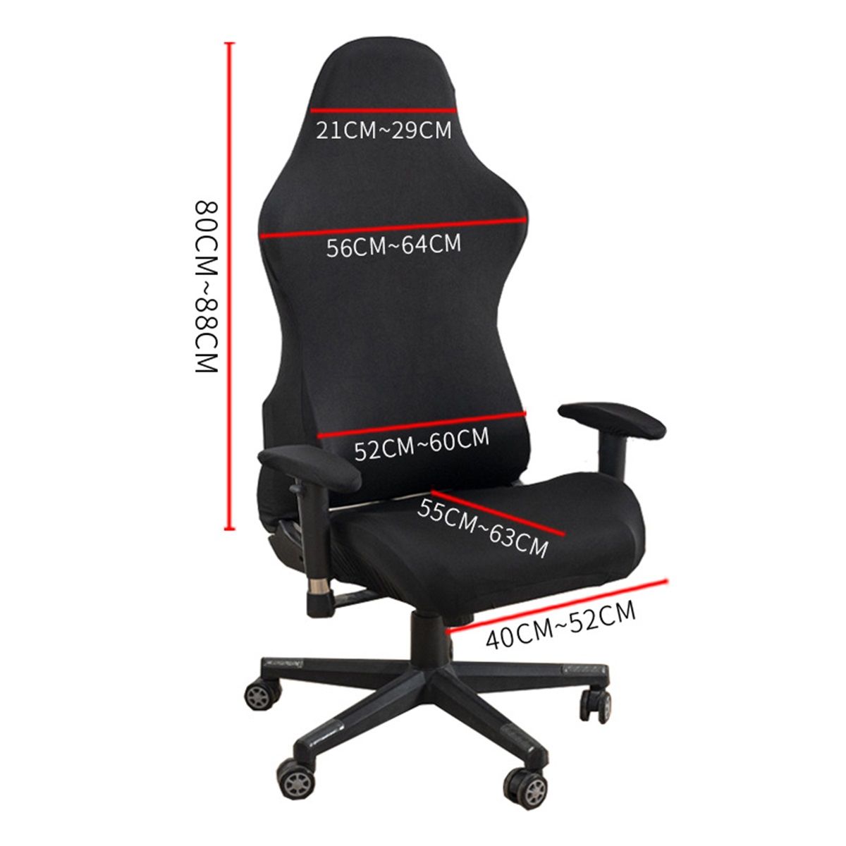 Cloth Stretch Polyester Chair Cover for Reclining Racing Gaming Chair (Only Chair Covers) (Black) — image 2