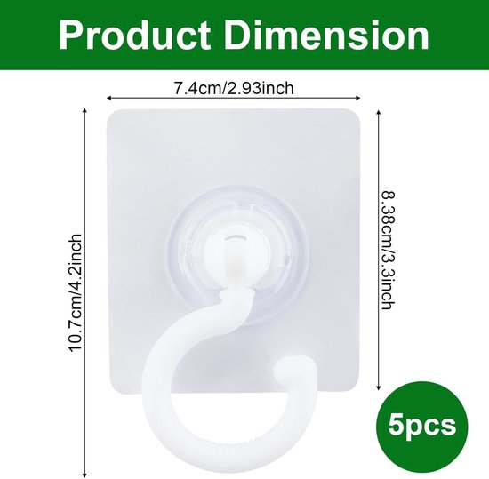 5-pack self-adhesive hooks - Extra strong adhesive hooks - Transparent wall hooks - Self-adhesive - No drilling required - Suitable for bathroom, kitchen โ image 6
