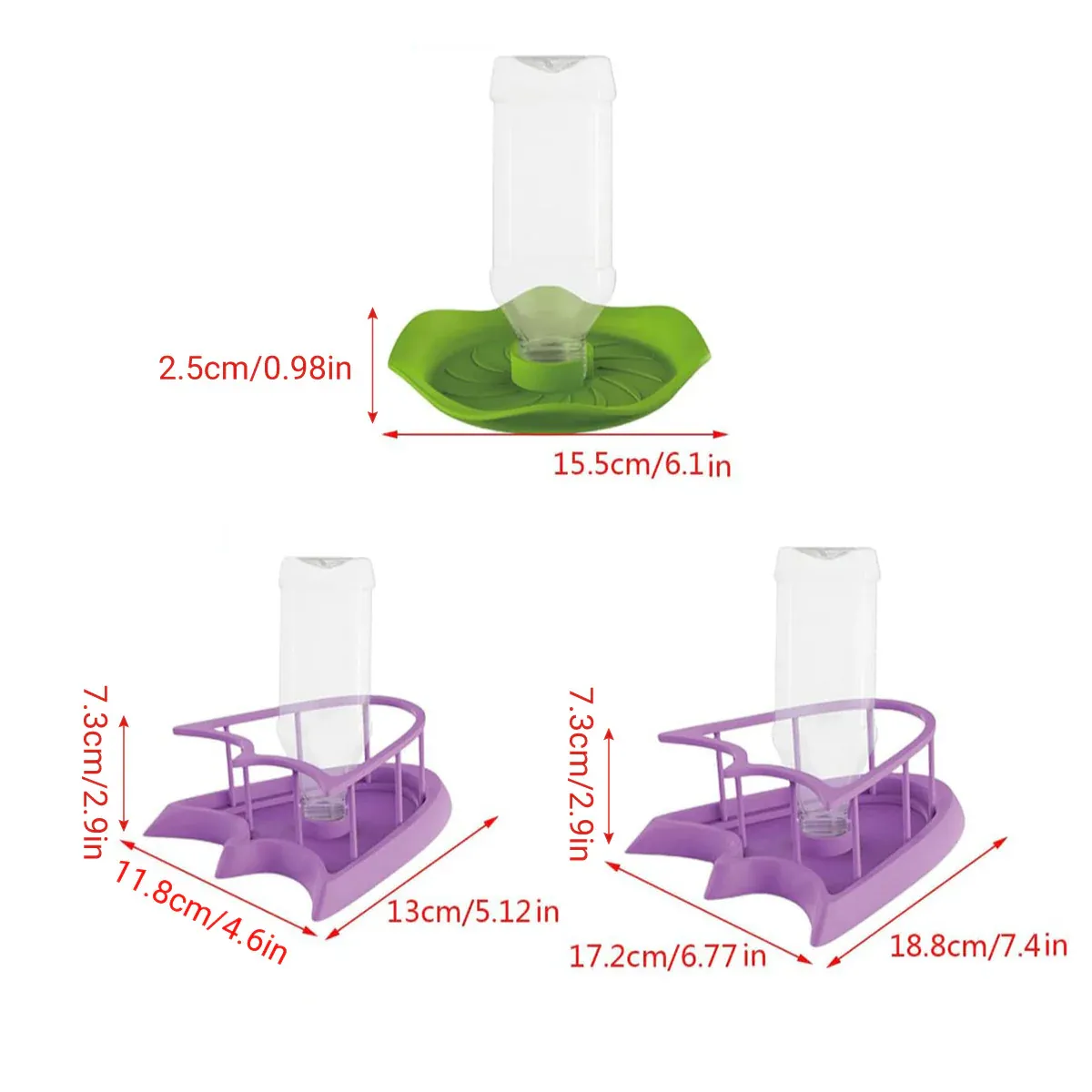 Reptile Water Bowl with Bottle for Lizard Gecko Snake Inverted Bottle Dispenser - Green Round L โ image 5