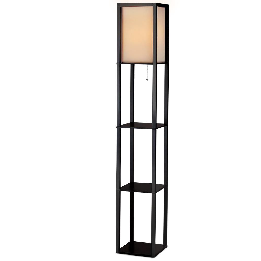 Artiss Floor Lamp 3 Tier Shelf Storage LED Light Stand Home Room Vintage Black — image 2