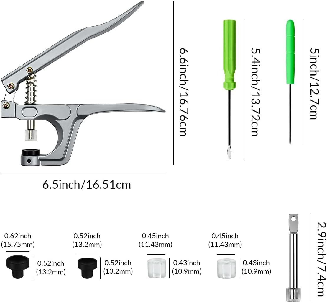 Handheld Snap Fastener Pliers, No Sew Press Tool for T3, T5 and T8 Plastic Snaps, Clothing Repairs, Nappies and Craft Projects β image 4