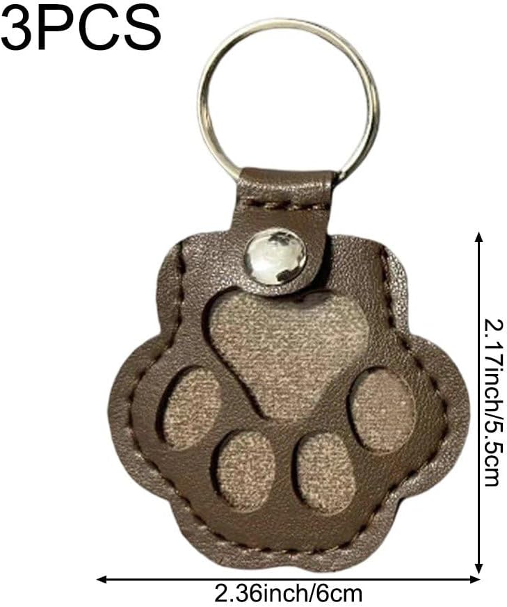 Pet Hair Storage Bag 3pcs Leather Cat Paw Keychain Portable Pet Hair Memorial Keepsake Keyring for Pet Commemorative โ image 4