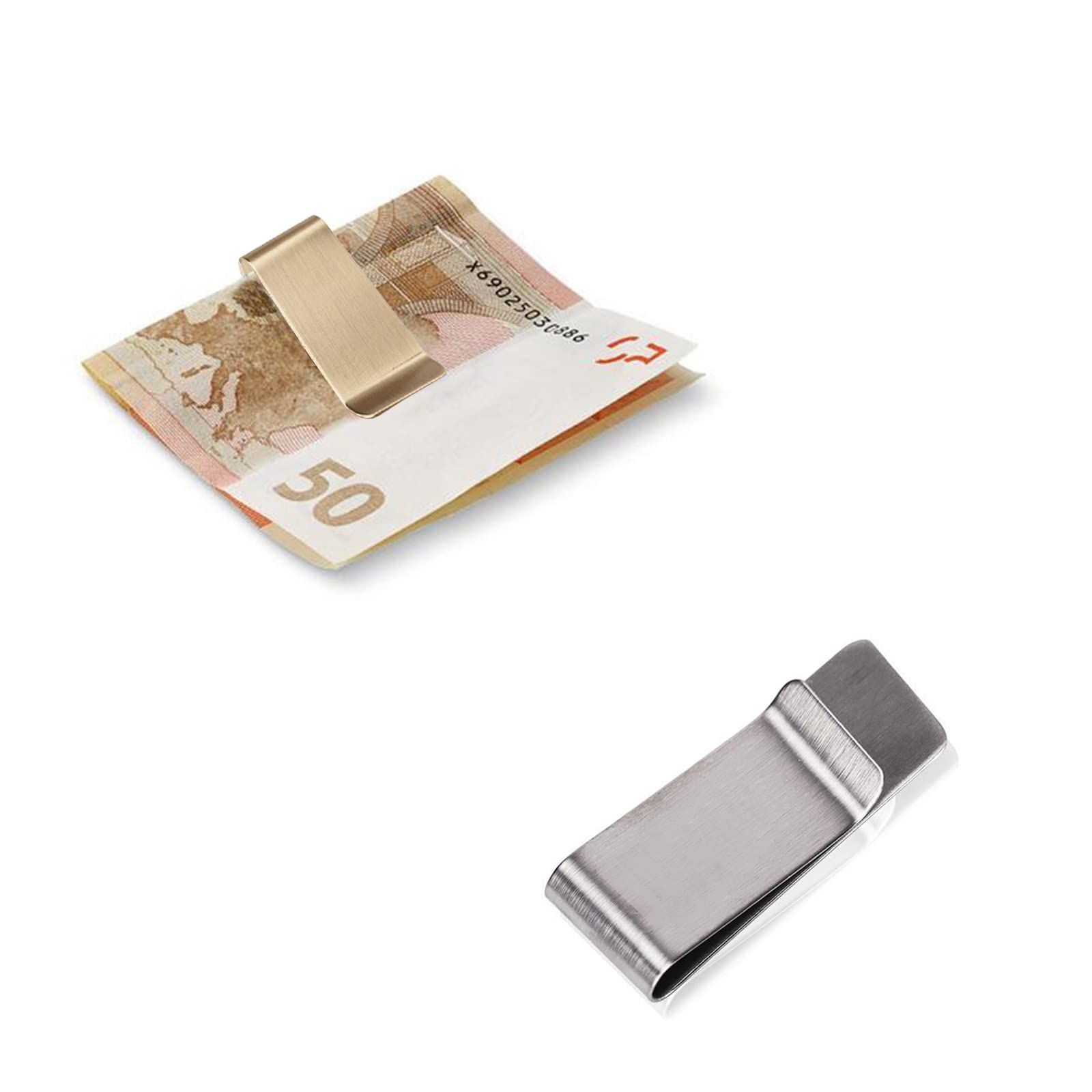4PC Small Men's Slim Money Clip Stainless Steel Credit Business Card Holder Pocket Cash Wallet for Food Snack, Flat Metal Clamp โ image 4
