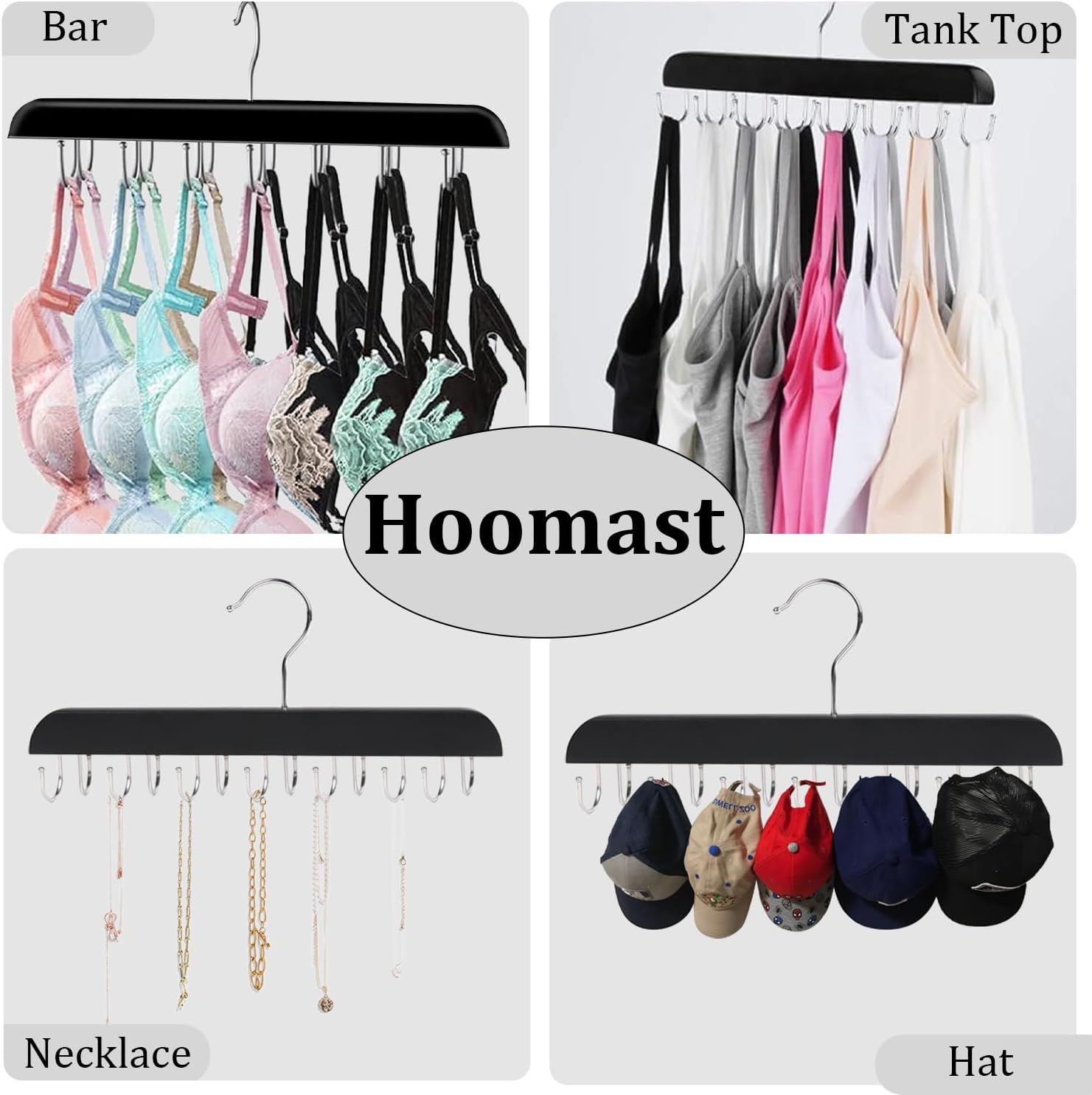 Belt Hanger Belt Organizer Tie Rack Tank Top Bra Hanger Tie Hanger Bra Organizer for Closet with 14 Hooks,Upgraded 360°Rotating,Space Saver for Underwear & Tie — image 2