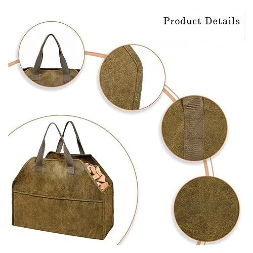 Log Carrier for Firewood Log Storage Holder Canvas Firewood Bag Durable Fire Wood Tote Outdoor Portable Organizer Firewood Holder โ image 4