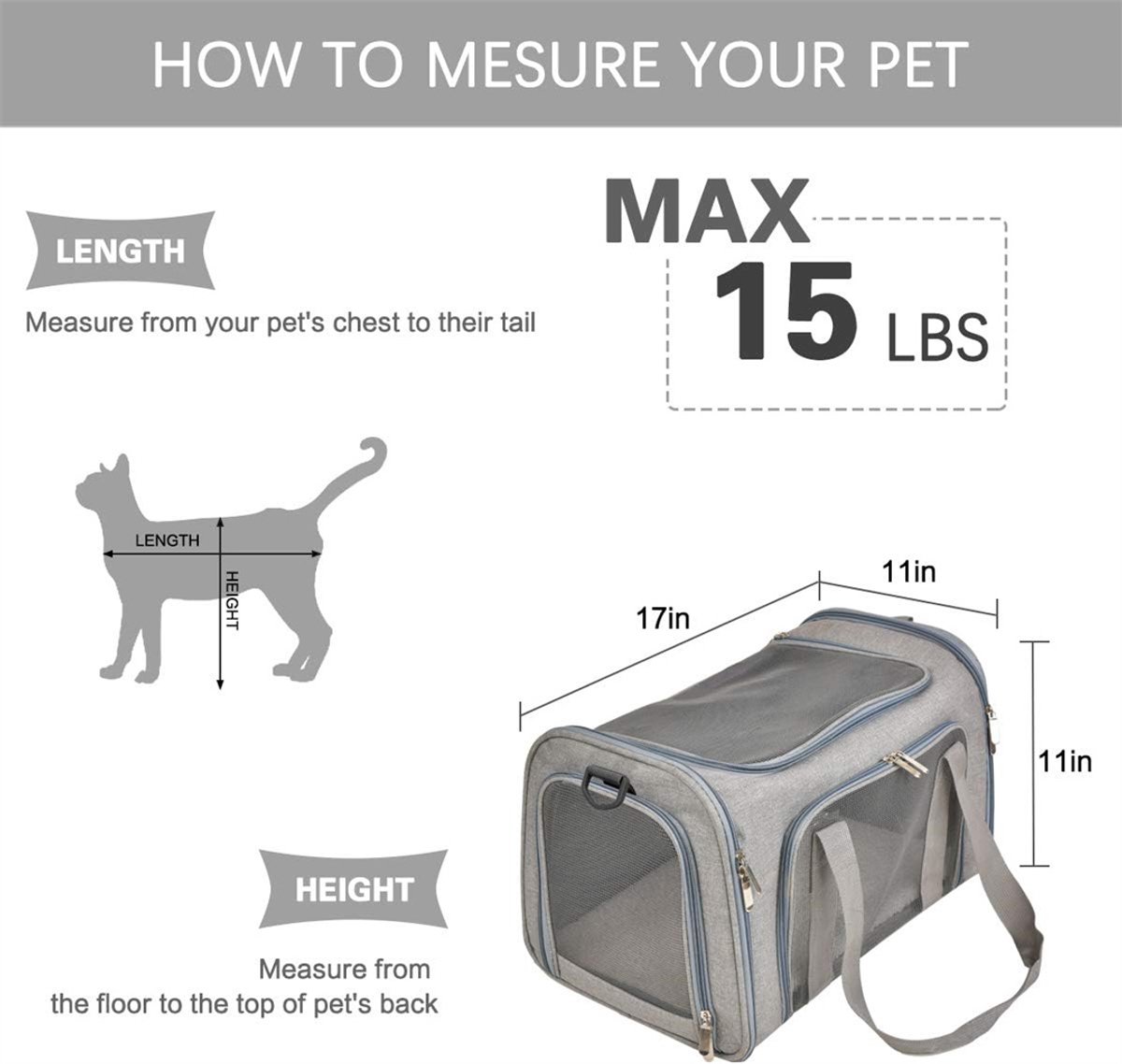 Bicycle panniers - Dog carrier bag for airplanes - Carrier bag for small dogs - Size L - Cat basket, dog basket, portable pet basket with soft sides - Foldable โ image 2