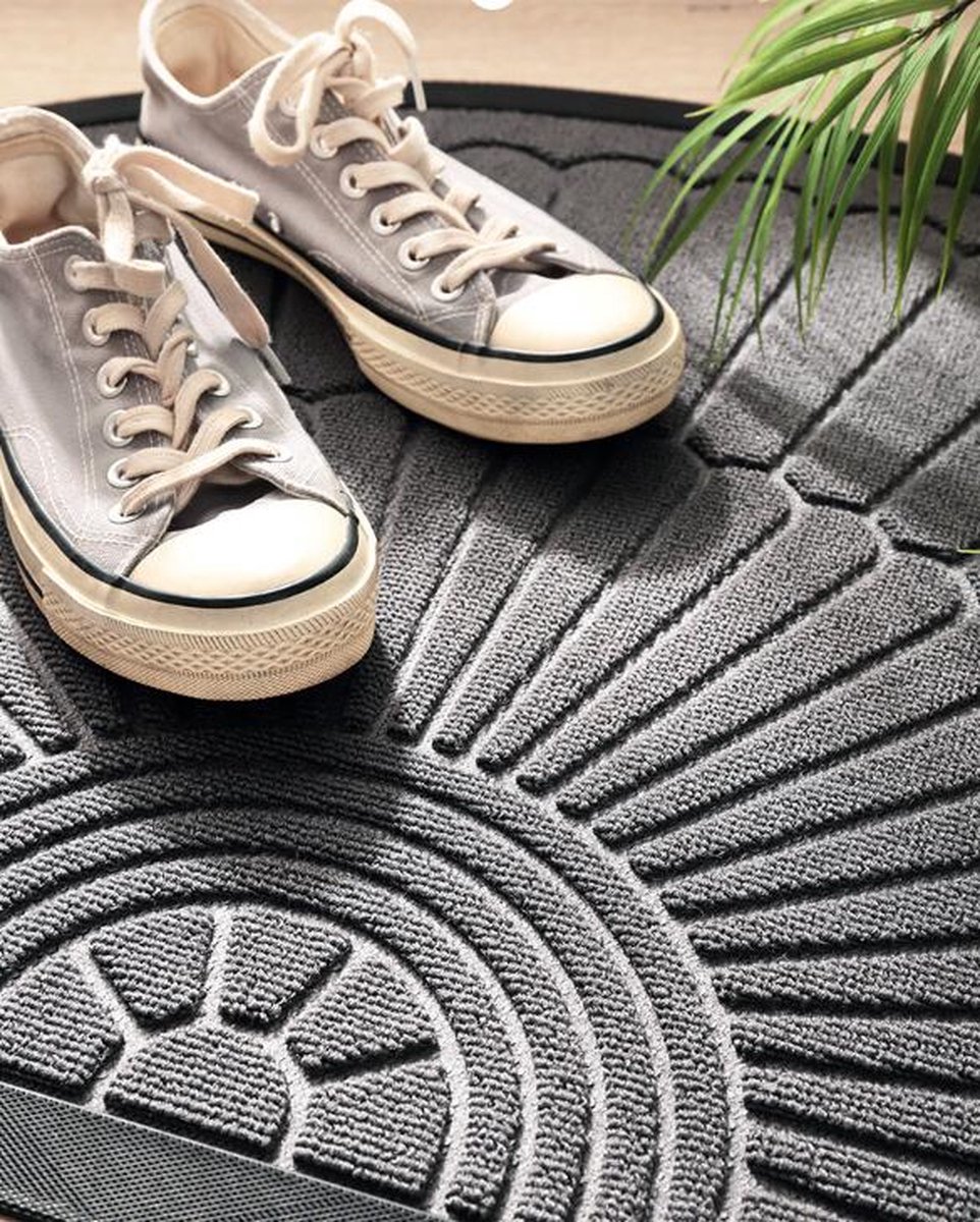 Rubber doormat - Semi-circular - Outdoor Anti-slip Washable Doormat - Rain - Outdoor - Indoor doormat - Dark gray - Drying mat - 60 * 90 cm — image 3