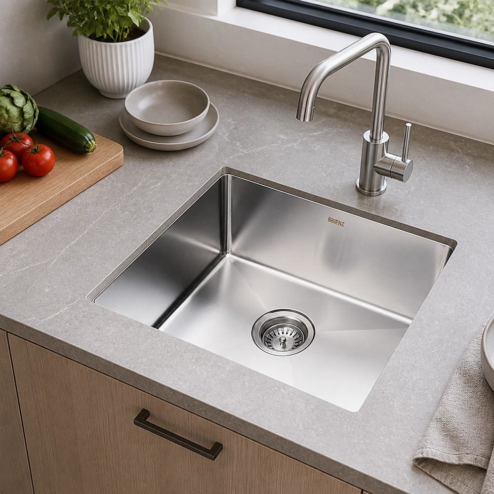 510 × 450mm Handmade 1.5mm 16 Gauge Stainless Steel Kitchen Laundry Sink with Waste — image 2