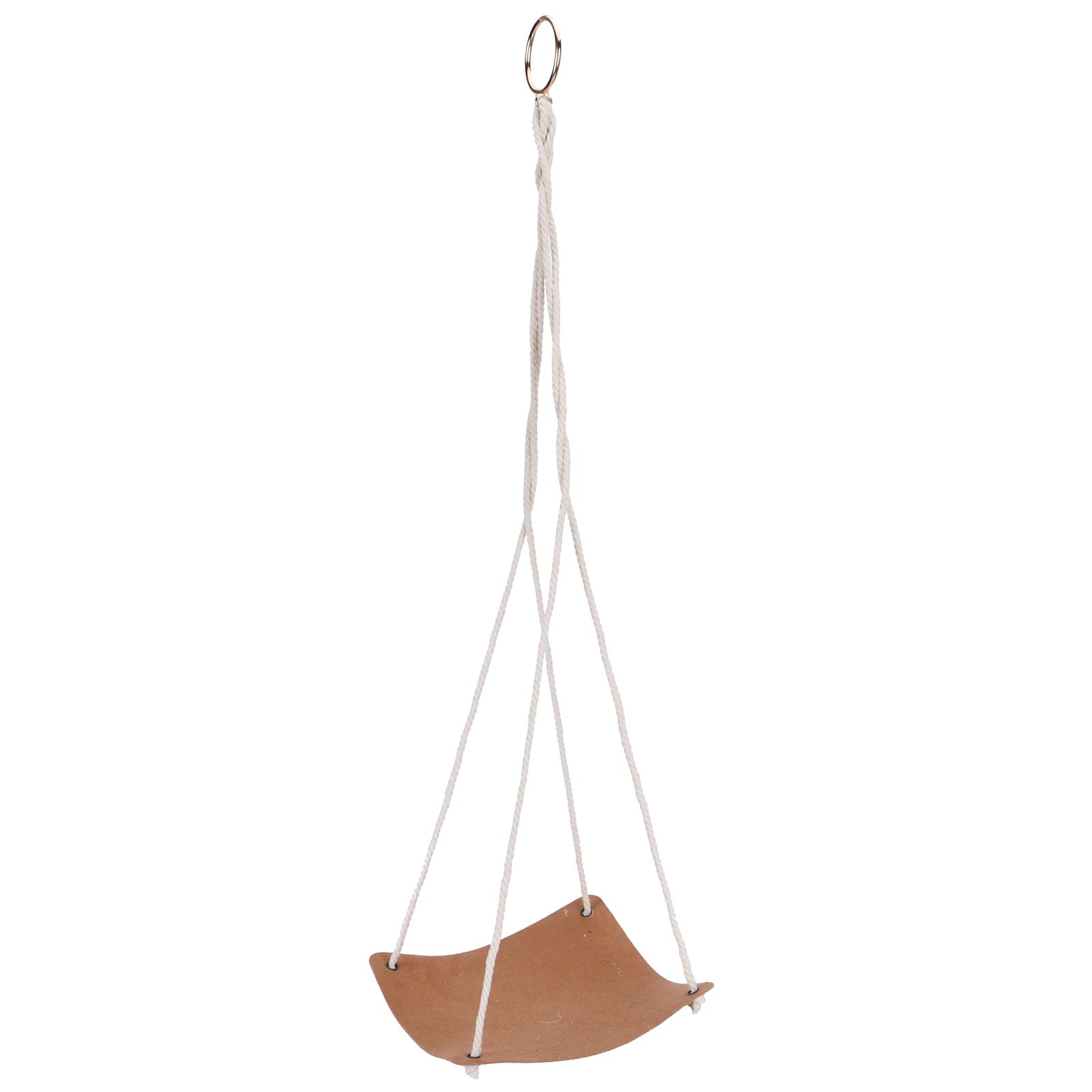Plant Hanger PU Leather Square Base Cotton Rope Flower Pot Succulent Hanging Holder Garden DecorBrown 20cm — image 2