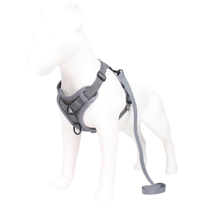 Grey Reflective Mesh Dog Harness and Leash Set - Adjustable No-Pull Vest - L โ image 2