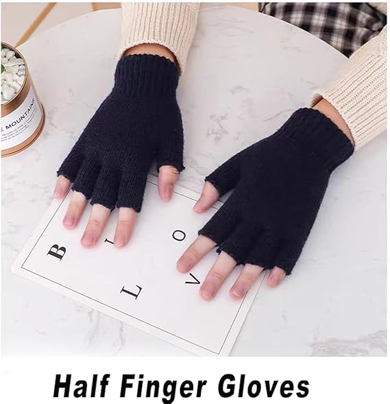 Unisex Black Touchscreen Gloves 2 Pack - Ideal for Work Writing Typing with Half Fingers — image 4