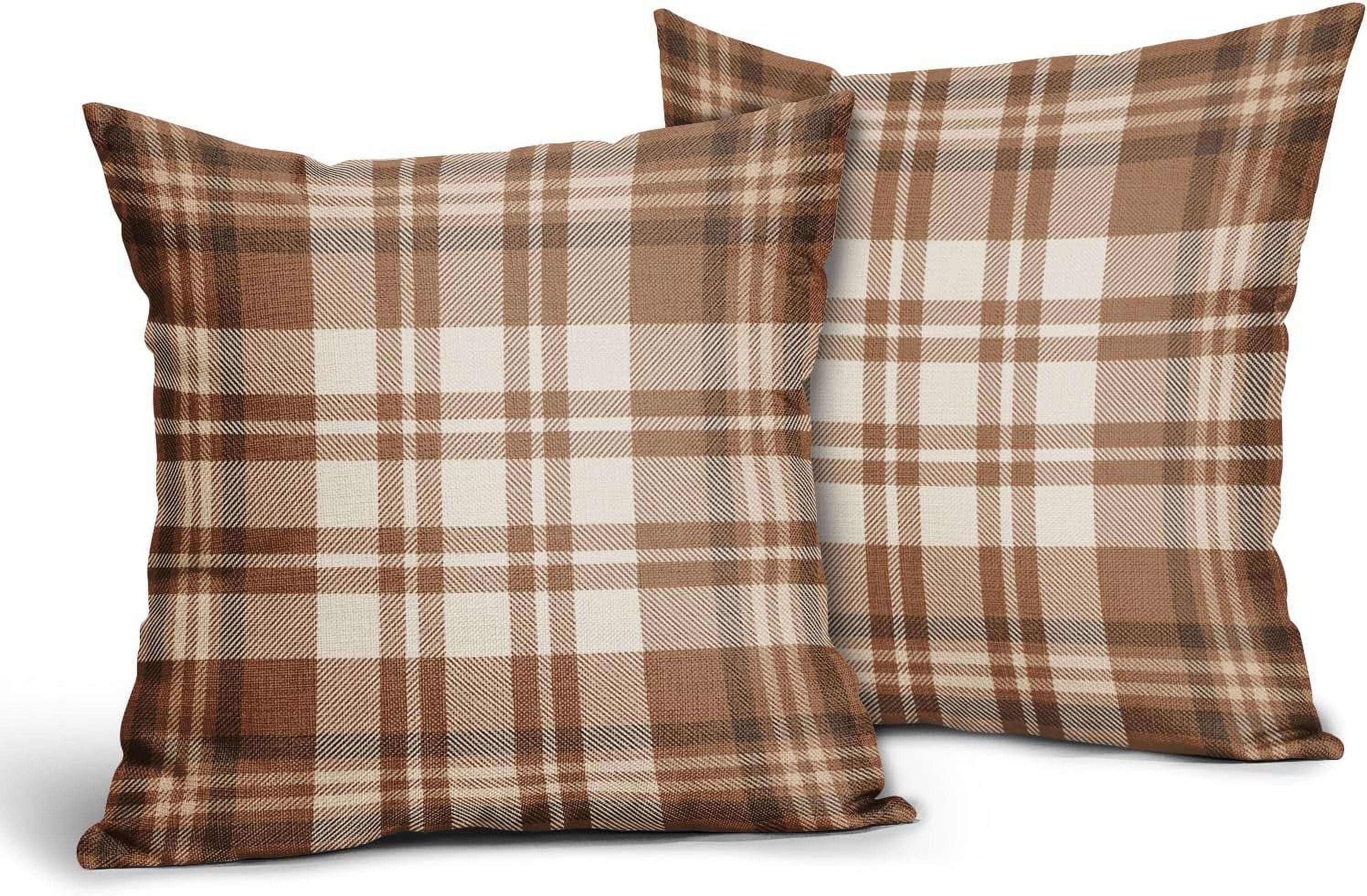 2 Pack Fall Plaid Pillow Covers, Buffalo Tartan Decorative Cushion Cases for Couch, Sofa and Bed, 16x16, Blue Green Red