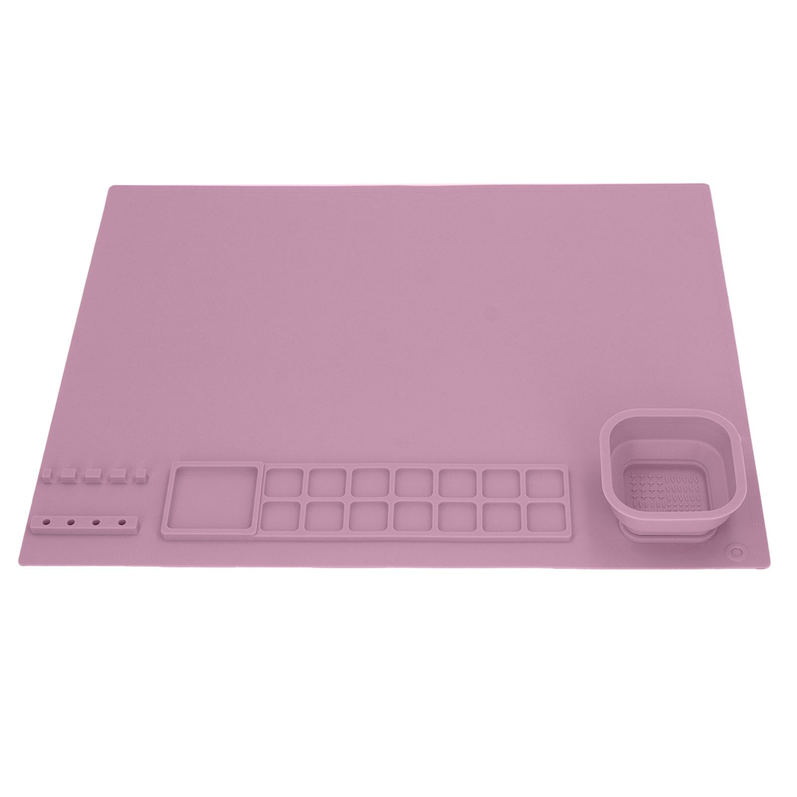 Silicone Painting Mat with Cup DIY Cultivate Artistic Talent Easy To Wipe Silicone Art Mat for Boys Girls Art Supplies Pink โ image 4