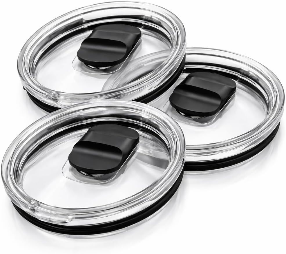 Replacement Tumbler Lids 3 Pack for YETI 20 oz & 10/24 oz Mugs Straw– Magnetic Slider Spill Leak-Resistant Travel Cup Covers, Universal BPA-Free Coffee Cup Fit