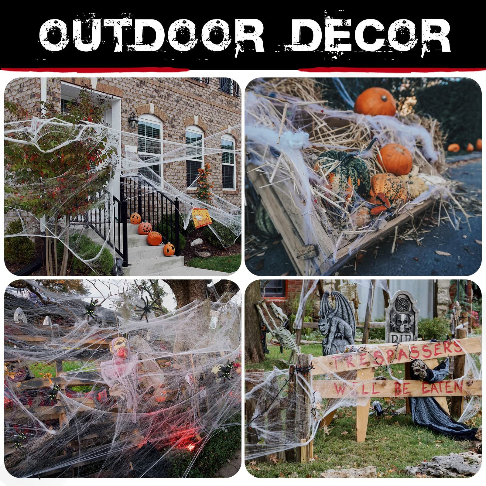 Spider Webs Halloween Decorations Bonus with 40 Fake Spiders, Super Stretch Cobwebs for Halloween Indoor and Outdoor โ image 5