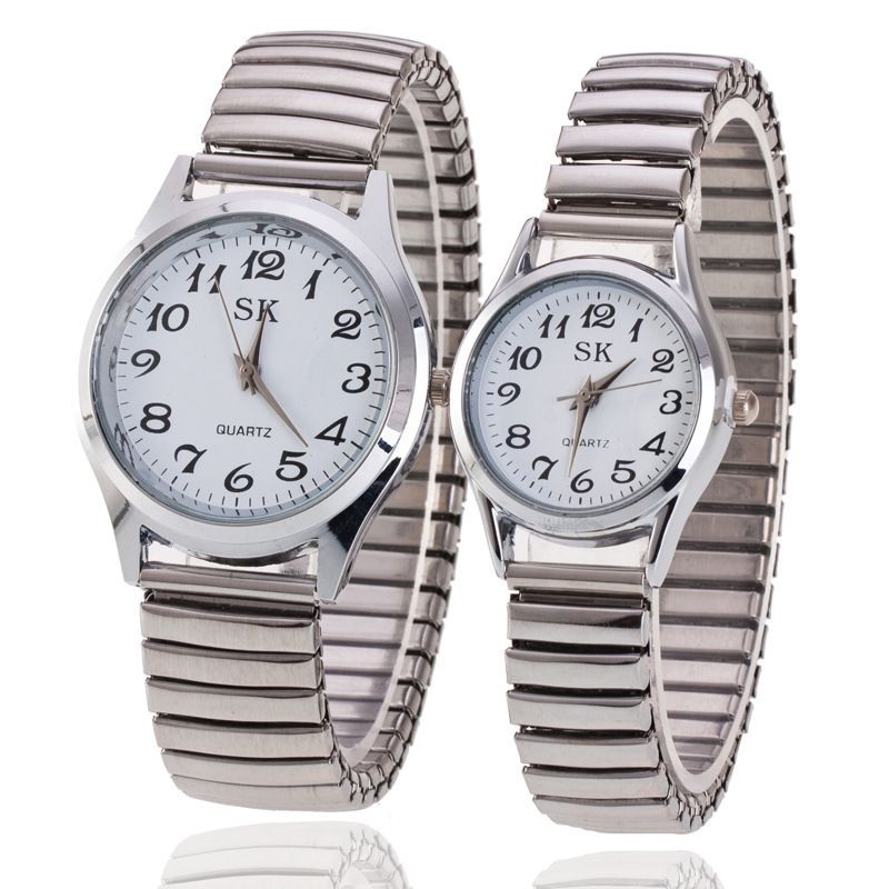 Quartz Watch Stainless Steel Elastic Band 38mm Silver black face small size โ image 4
