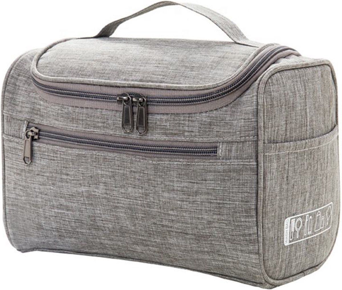 Toiletry Bag with Hanging Hook, Womens Cosmetic Organizer with Multiple Compartments for Makeup, Toiletries and Travel Essentials, Grey