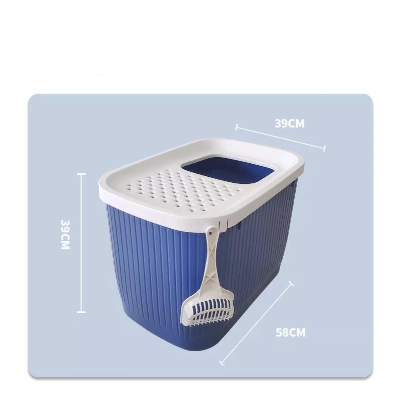 YES4PETS XXL Top Entry Cat Litter Box No Mess Large Enclosed Covered Kitty Tray Dark Blue โ image 3