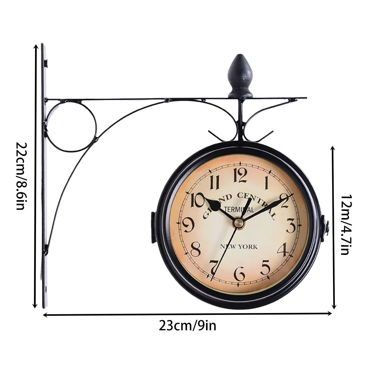 Vintage Outdoor Bracket Clock Garden Station Wall Clock Double Sided Clock — image 3
