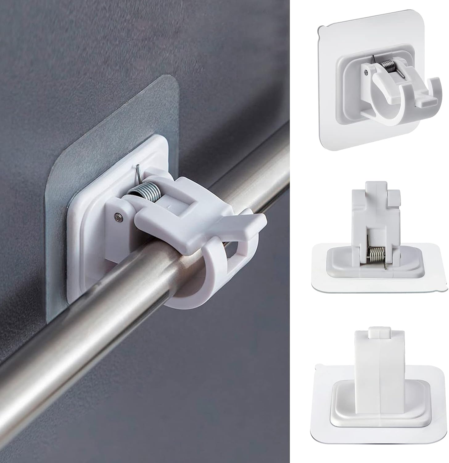 4 pieces of self-adhesive curtain rod brackets No drilling required Curtain hooks Fixed rod bracket Curtain rod wall mounting bracket Towel rod hooks for home โ image 6
