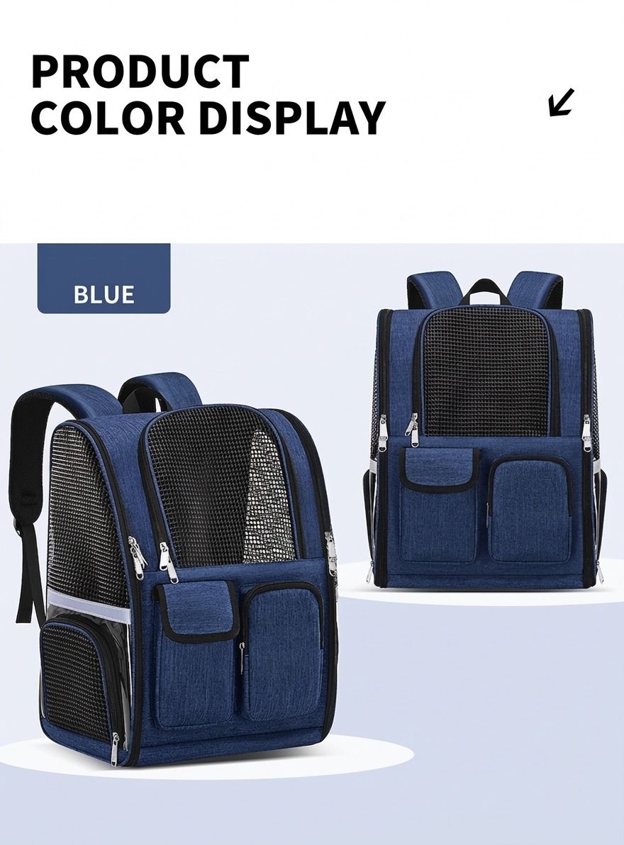 Pet Carrier Backpack for Travel, Hiking, and Vet Visits β Breathable Mesh Design with Reflective Safety Strips, Ideal for Cats and Small Dogs, Hands-Free β image 3