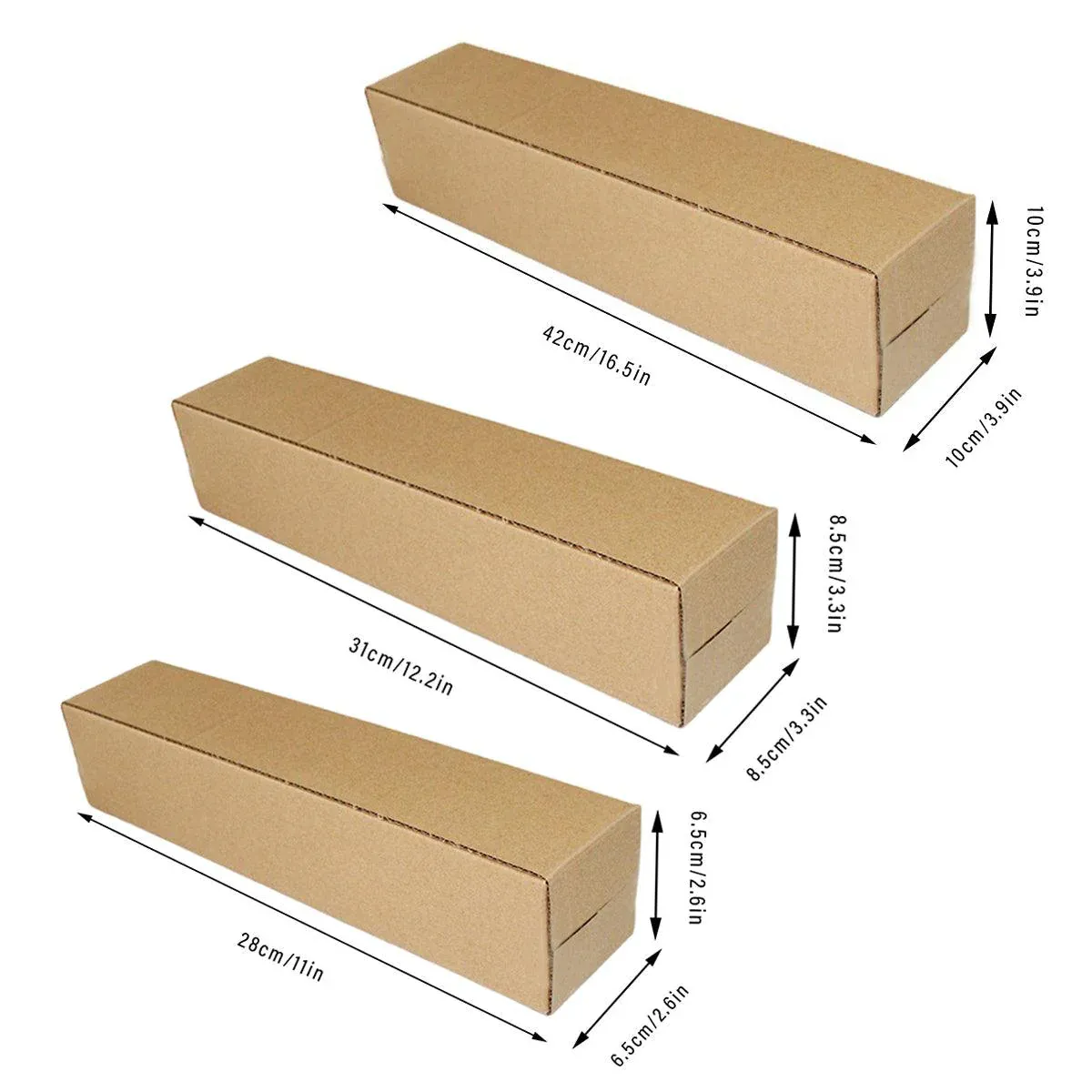 50pcs Long Strip Carton Flat Square Durable Shipping Boxes for Packaging Storage - 10cm x 42cm — image 4