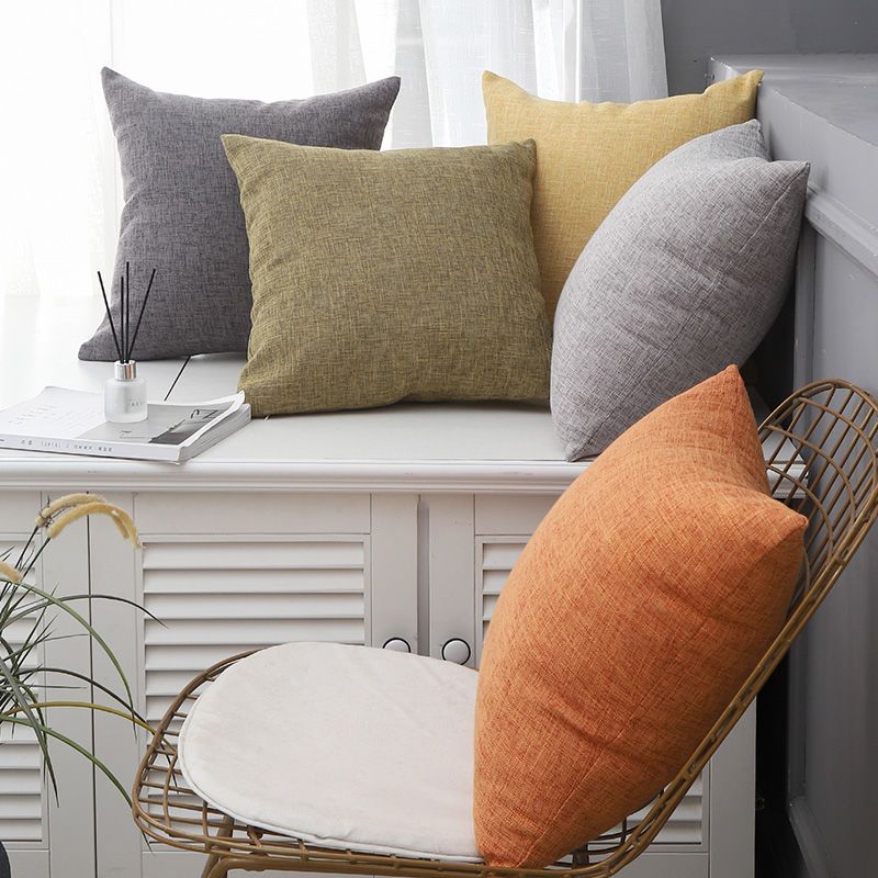 Le Su Cotton Linen Cushion Solid Color with Core 35# Indigo 40*60-single pillowcase — image 3
