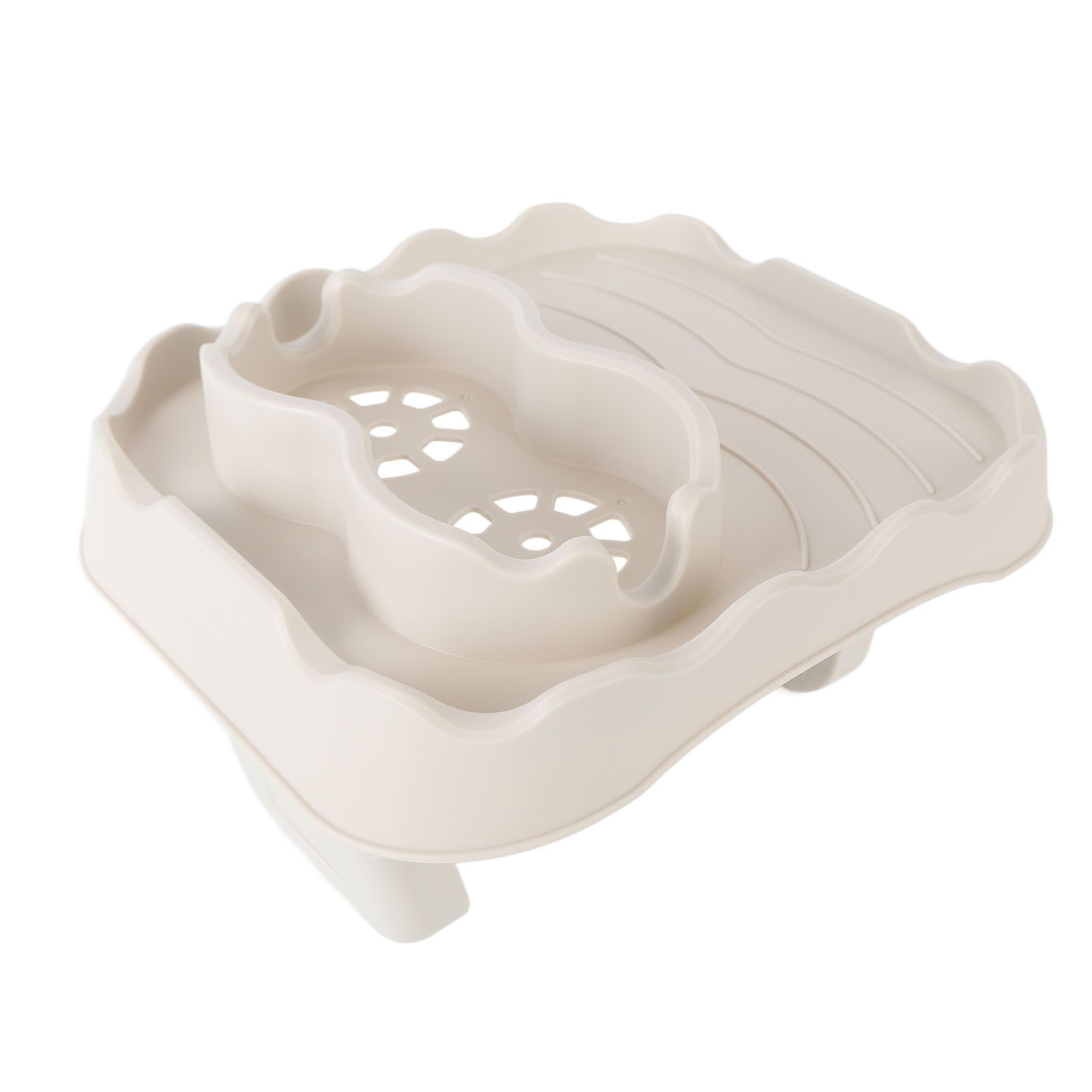 Hot Tub Table Tray with Drain Holes Anti Slip Adjustable Hot Tub Side Table for Swimming Pools SPA Bathtub Beige โ image 3