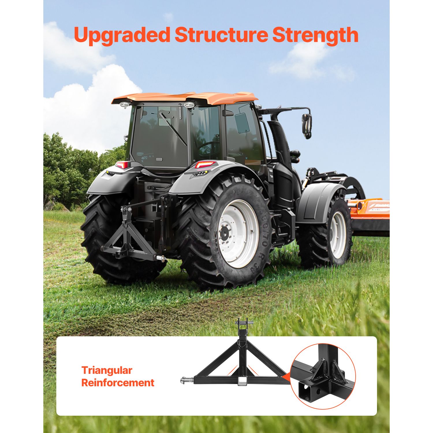 3 Point Hitch Receiver with 2 in Receiver, 3pt Quick Hitch Attachment, 3,000 lbs Capacity, Heavy Duty Tractor Tow Drawbar Adapter, Compatible with Kubota — image 5