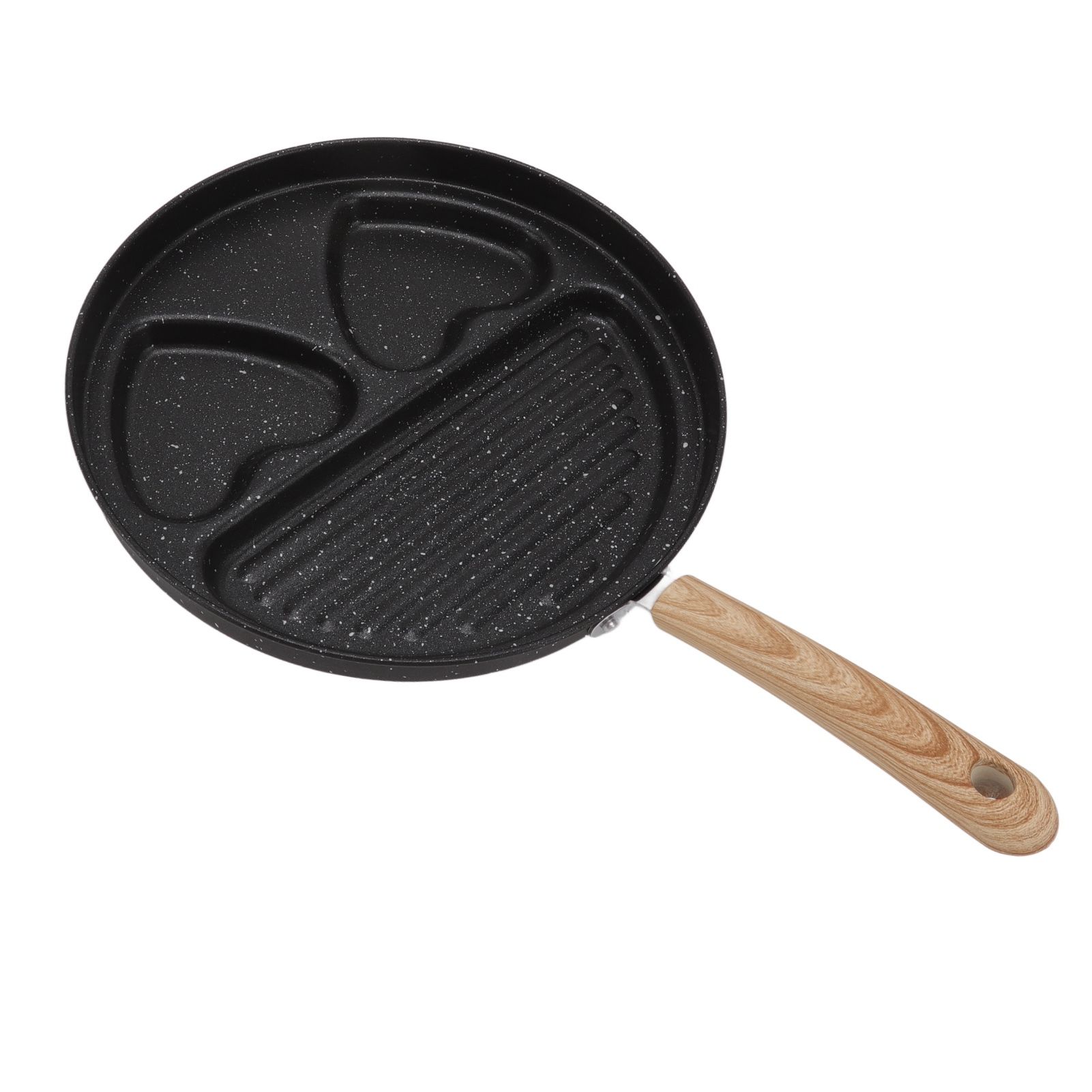 Egg Steak Divided Frying Pan 3 in 1 Multifunctional Prevent Stick Egg Beef Steak Cooker Pan for Home — image 5