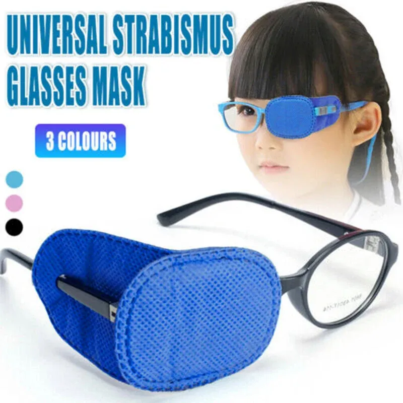 Universal Eye Patch Mask for Strabismus and Amblyopia Glasses Cover Training Aid - Black — image 2