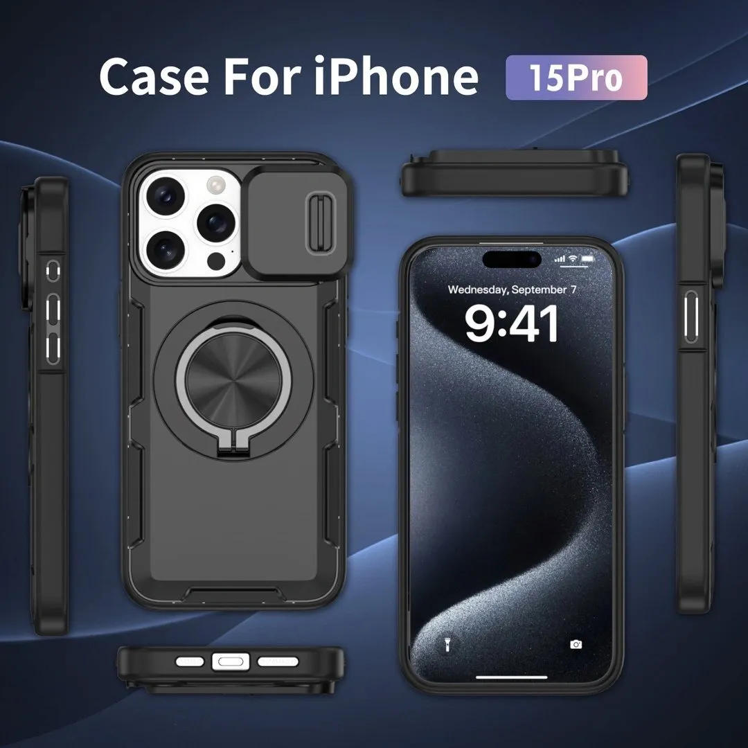 2-in-1 Magnetic Sliding Lens Case, Black for iPhone 15 Pro — image 4